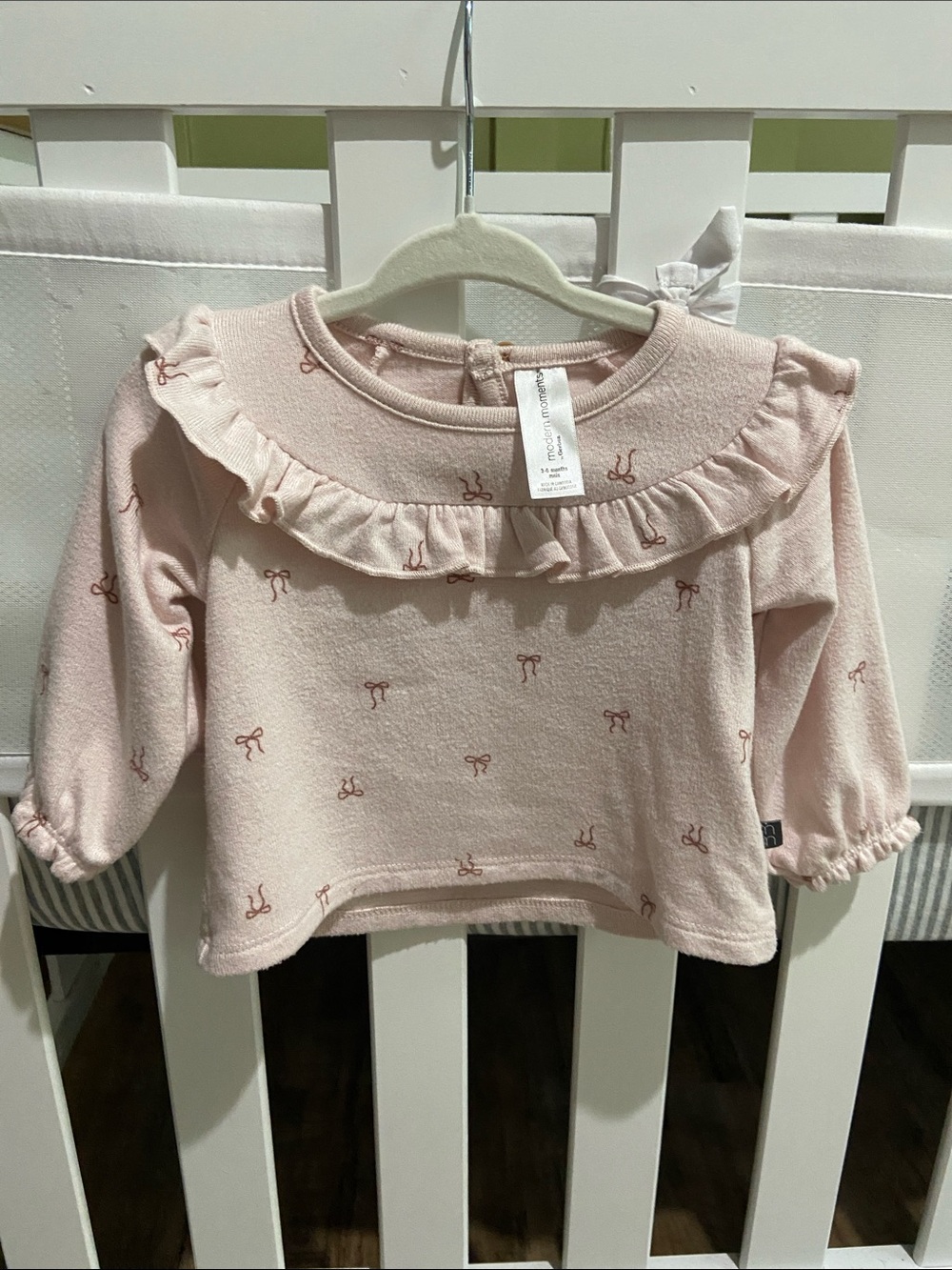 Soft Pink Ruffle Collar Baby Top & Pants